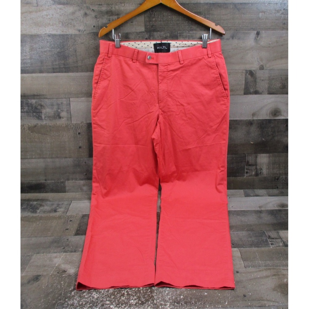 Hiltl Pants Mens 35 Red Straight Leg Cotton Blend Casual Dress Preppy Stretch